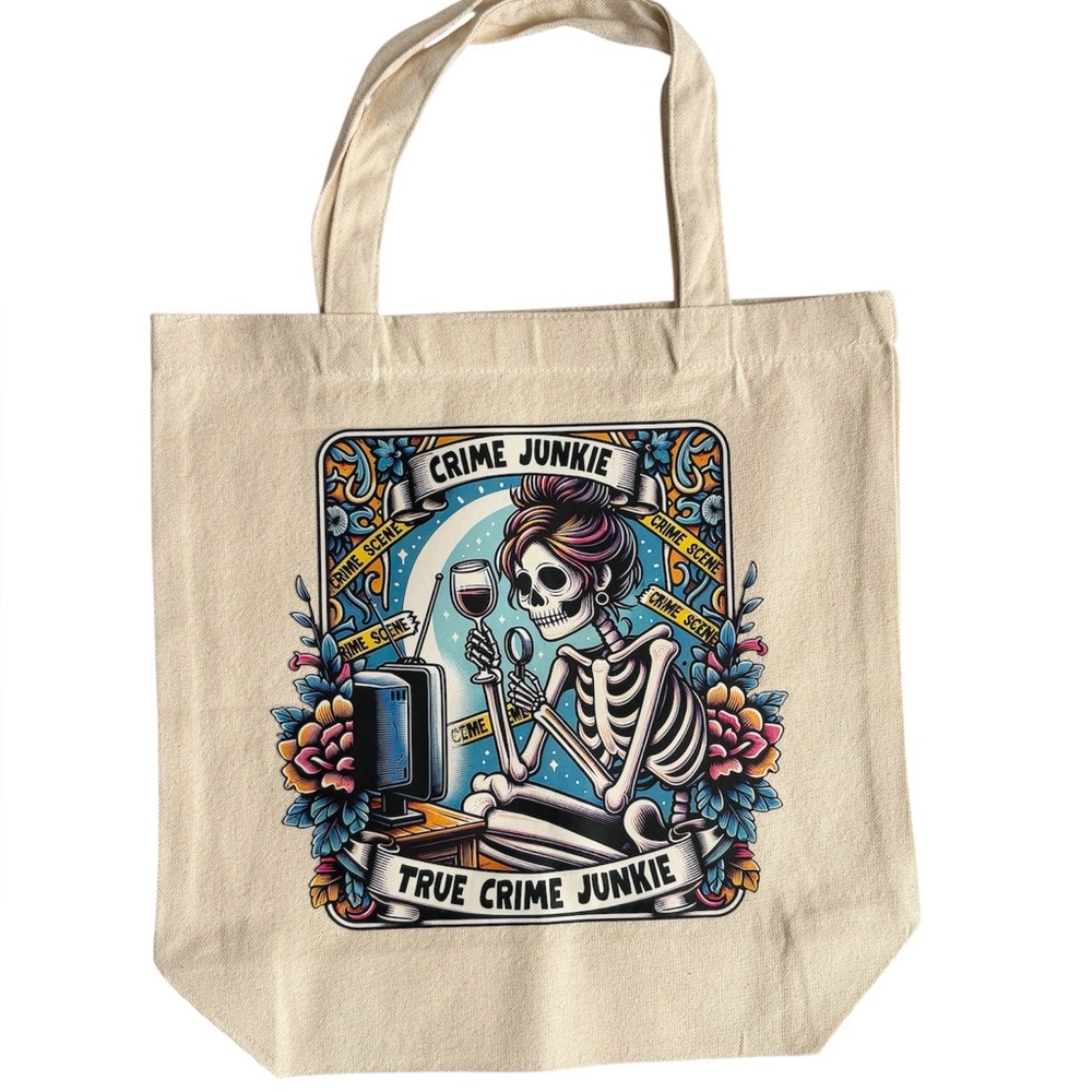 Canvas Tote Bag with Skeleton Design
